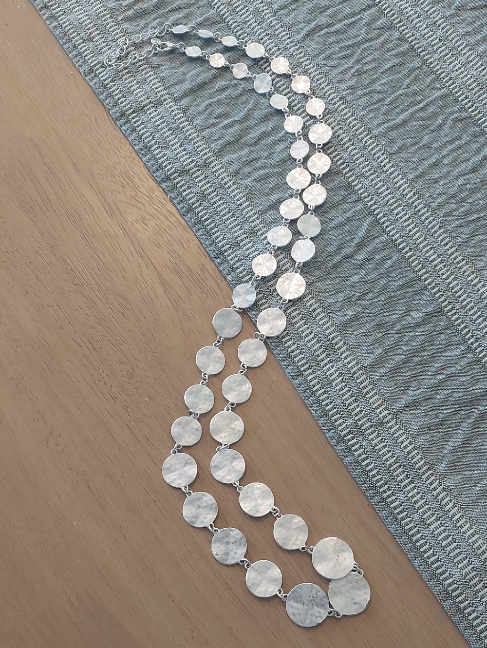 Silver-Tone Round Disc Link Necklace - Women